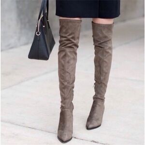 Marc Fisher ULONA OVER THE KNEE FASHION BOOTS pointed toe grey Size 8,5 NWOT